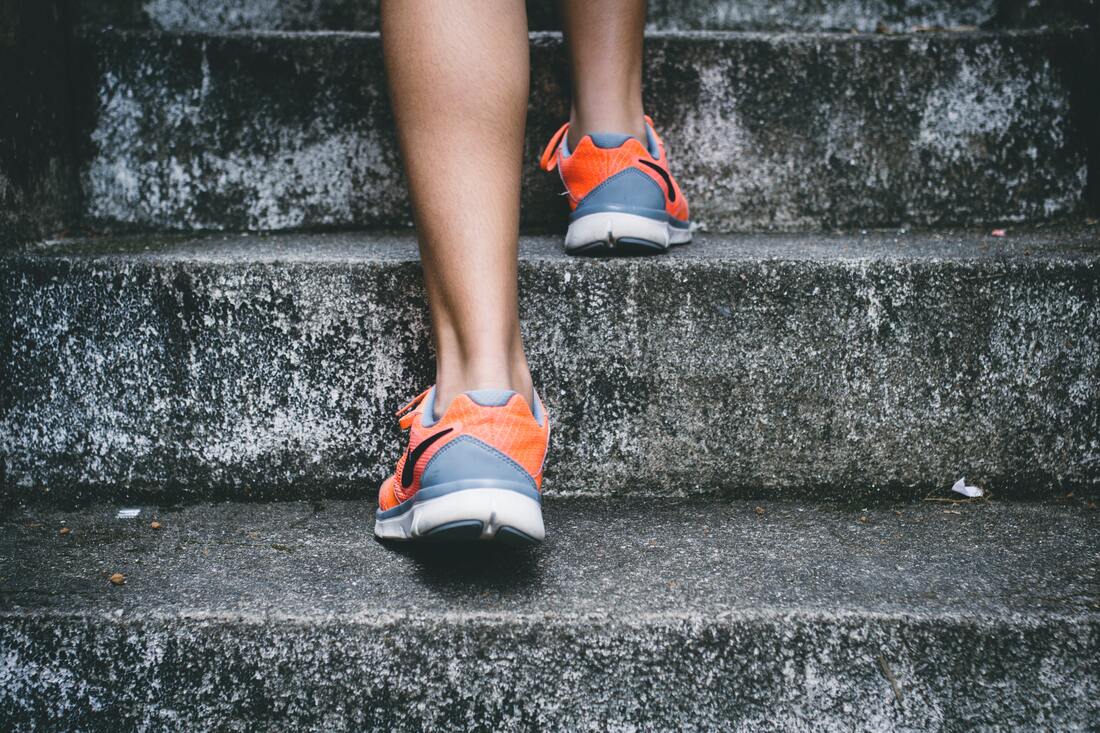 Healthy Active Legs Walking Up Stairs